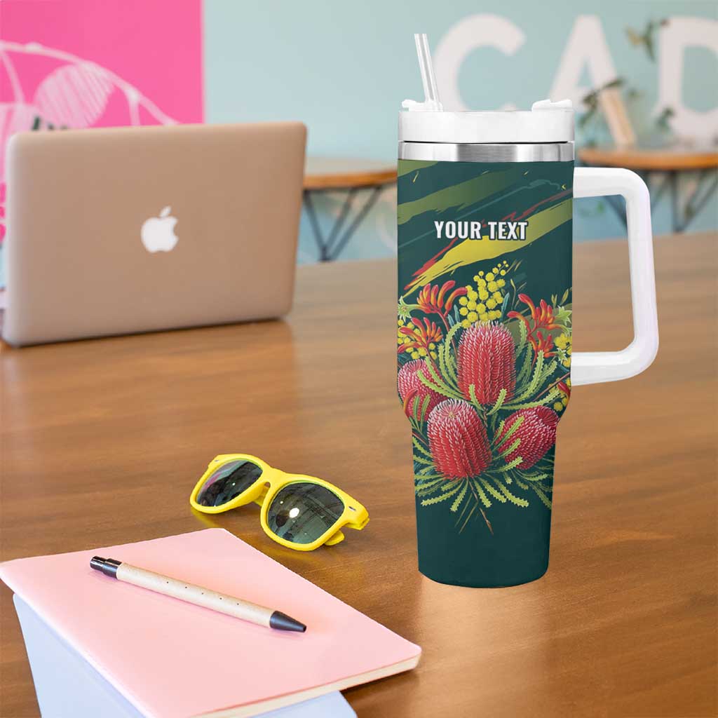 Australian Native Flower Personalised Tumbler With Handle Banksia Nature’s Wild Flame - Aussie Hoodie