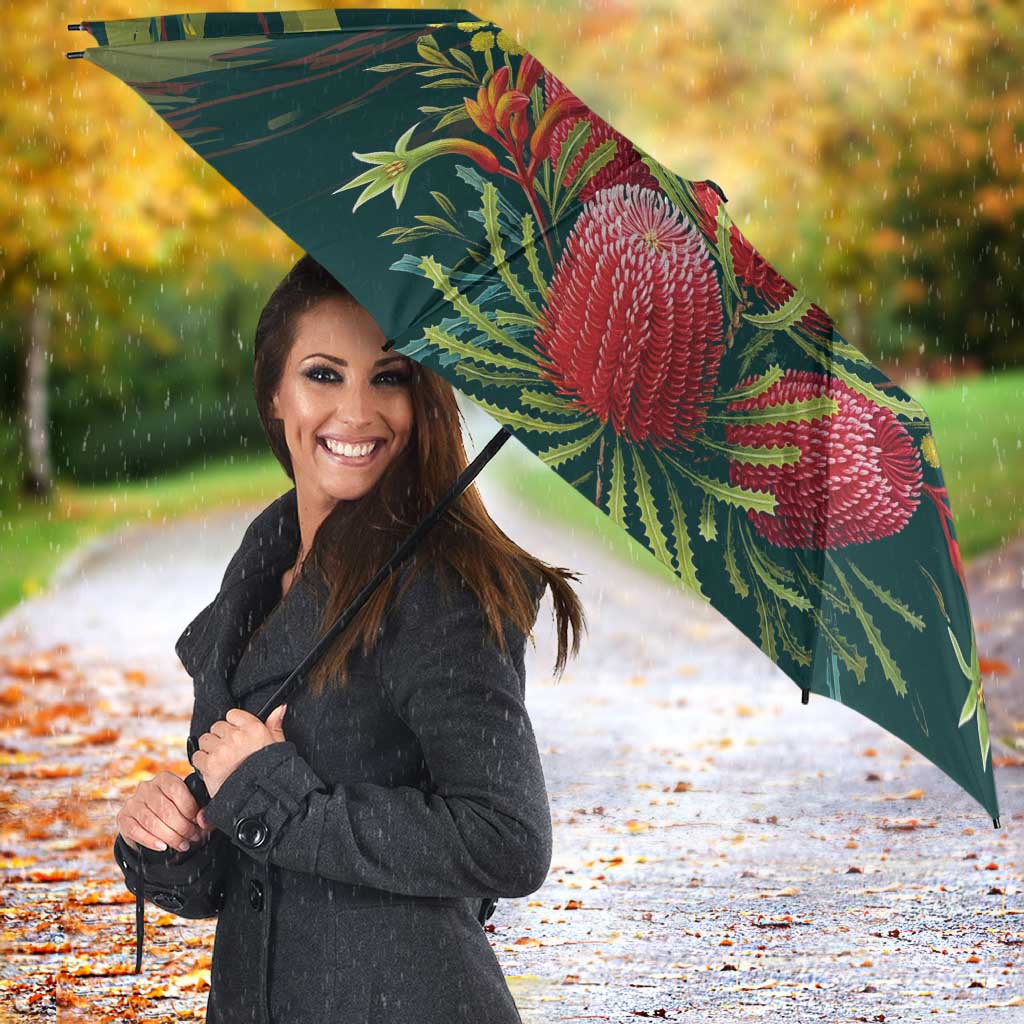 Australian Native Flower Personalised Umbrella Banksia Nature’s Wild Flame - Aussie Hoodie