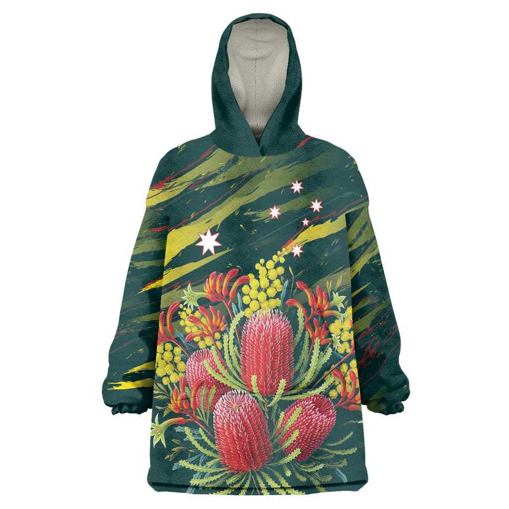 Australian Native Flower Personalised Wearable Blanket Hoodie Banksia Nature’s Wild Flame - Aussie Hoodie