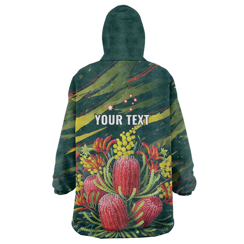 Australian Native Flower Personalised Wearable Blanket Hoodie Banksia Nature’s Wild Flame - Aussie Hoodie