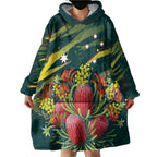 Australian Native Flower Personalised Wearable Blanket Hoodie Banksia Nature’s Wild Flame - Aussie Hoodie