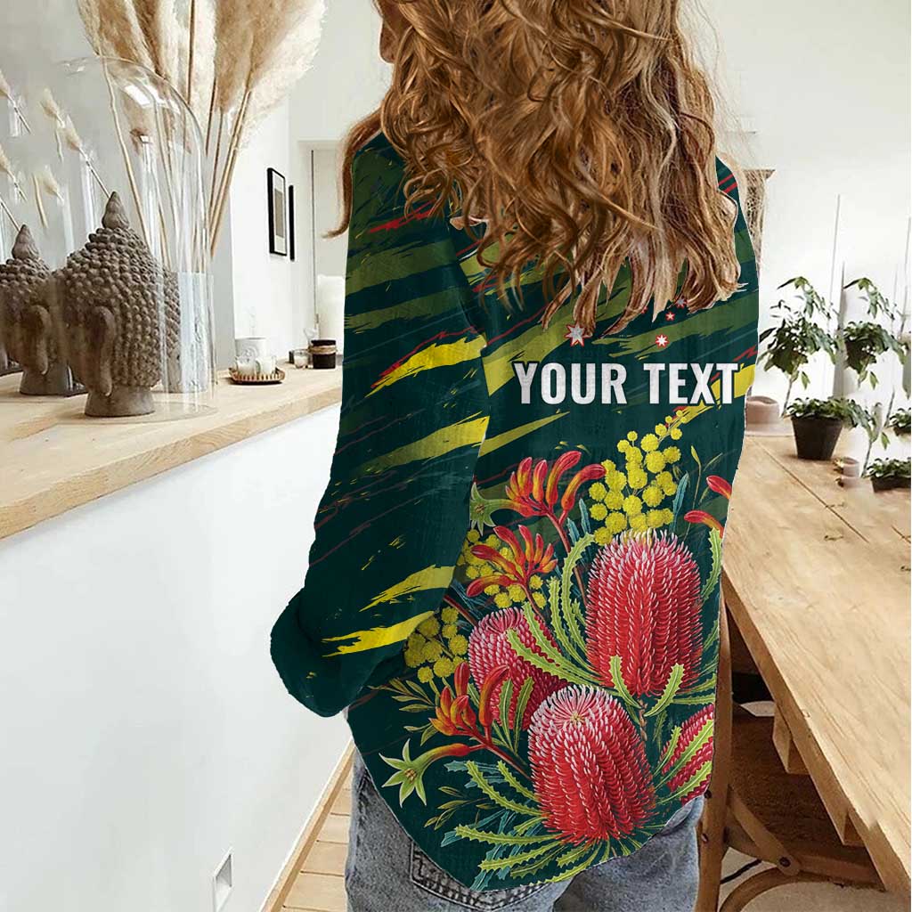 Australian Native Flower Personalised Women Casual Shirt Banksia Nature’s Wild Flame - Aussie Hoodie