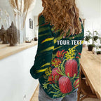 Australian Native Flower Personalised Women Casual Shirt Banksia Nature’s Wild Flame - Aussie Hoodie