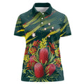 Australian Native Flower Personalised Women Polo Shirt Banksia Nature’s Wild Flame - Aussie Hoodie