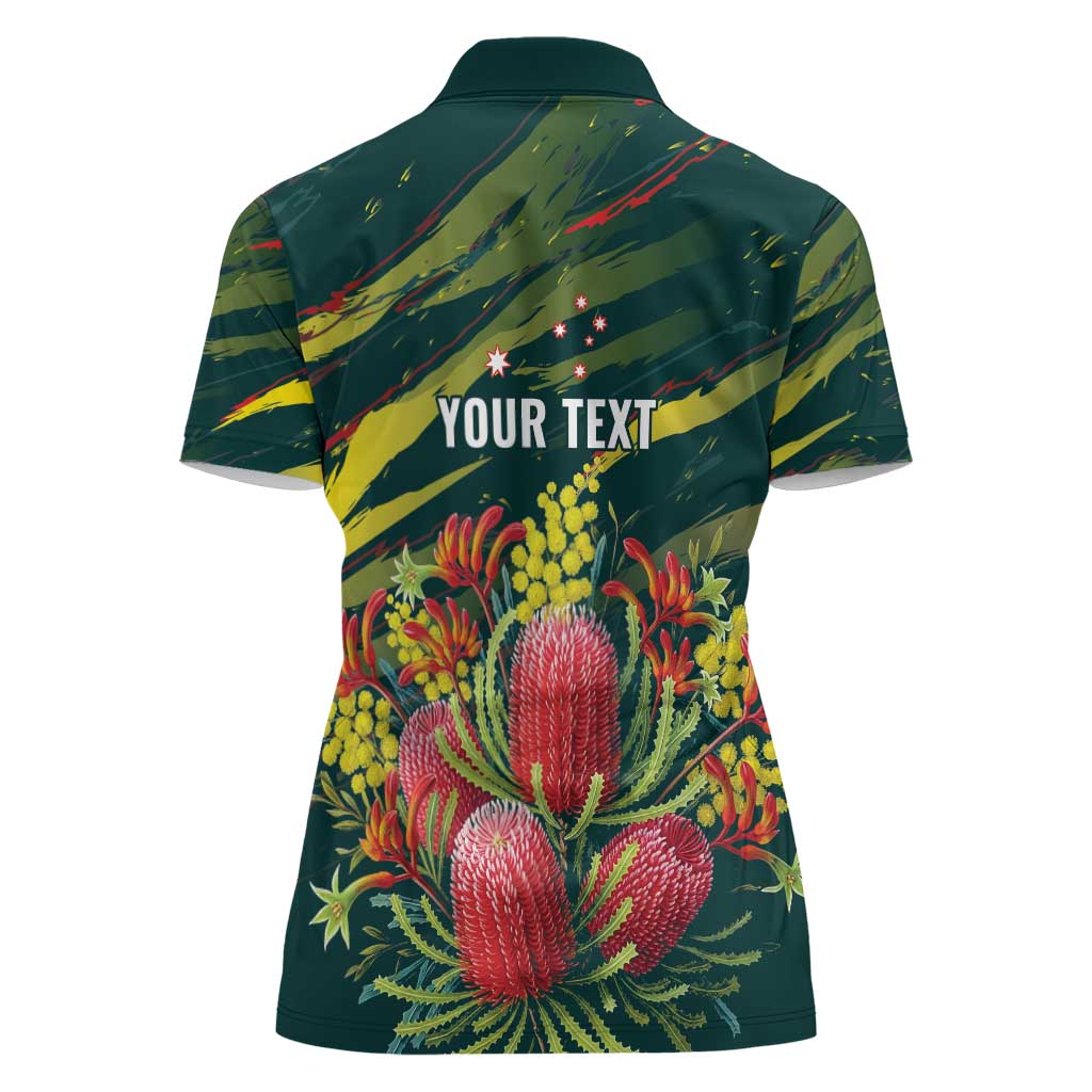 Australian Native Flower Personalised Women Polo Shirt Banksia Nature’s Wild Flame - Aussie Hoodie