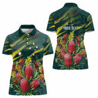 Australian Native Flower Personalised Women Polo Shirt Banksia Nature’s Wild Flame - Aussie Hoodie