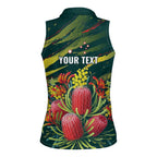 Australian Native Flower Personalised Women Sleeveless Polo Shirt Banksia Nature’s Wild Flame - Aussie Hoodie