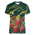 Australian Native Flower Personalised Women V-Neck T-Shirt Banksia Nature’s Wild Flame - Aussie Hoodie
