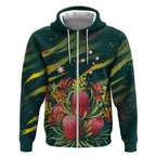 Australian Native Flower Personalised Zip Hoodie Banksia Nature’s Wild Flame - Aussie Hoodie