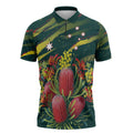 Australian Native Flower Personalised Zipper Polo Shirt Banksia Nature’s Wild Flame - Aussie Hoodie