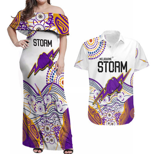 melbourne-storm-2023-couples-matching-off-shoulder-maxi-dress-and-hawaiian-shirt-special-nrl-rugby-indigenous-aboriginal