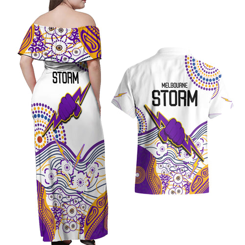 melbourne-storm-2023-couples-matching-off-shoulder-maxi-dress-and-hawaiian-shirt-special-nrl-rugby-indigenous-aboriginal