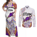 melbourne-storm-2023-couples-matching-off-shoulder-maxi-dress-and-long-sleeve-button-shirts-special-nrl-rugby-indigenous-aboriginal
