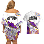 melbourne-storm-2023-couples-matching-off-shoulder-short-dress-and-hawaiian-shirt-special-nrl-rugby-indigenous-aboriginal