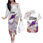 melbourne-storm-2023-couples-matching-off-the-shoulder-long-sleeve-dress-and-hawaiian-shirt-special-nrl-rugby-indigenous-aboriginal