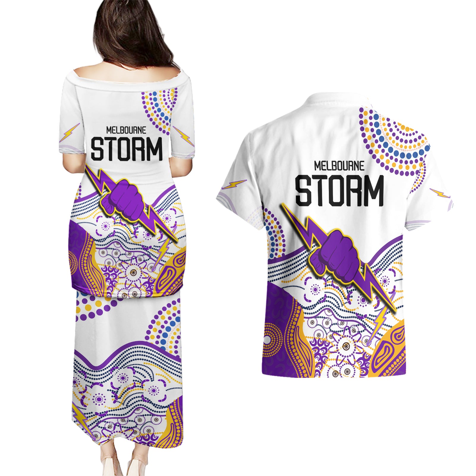 melbourne-storm-2023-couples-matching-puletasi-dress-and-hawaiian-shirt-special-nrl-rugby-indigenous-aboriginal