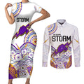 melbourne-storm-2023-couples-matching-short-sleeve-bodycon-dress-and-long-sleeve-button-shirts-special-nrl-rugby-indigenous-aboriginal
