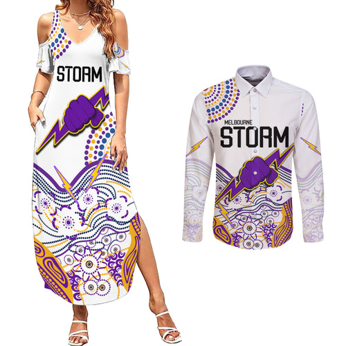 melbourne-storm-2023-couples-matching-summer-maxi-dress-and-long-sleeve-button-shirts-special-nrl-rugby-indigenous-aboriginal