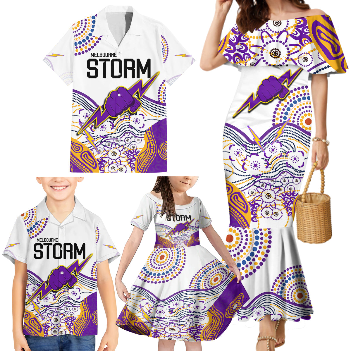 melbourne-storm-2023-family-matching-mermaid-dress-and-hawaiian-shirt-special-nrl-rugby-indigenous-aboriginal