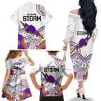 melbourne-storm-2023-family-matching-off-shoulder-long-sleeve-dress-and-hawaiian-shirt-special-nrl-rugby-indigenous-aboriginal