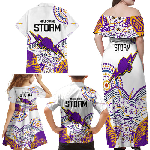 melbourne-storm-2023-family-matching-off-shoulder-maxi-dress-and-hawaiian-shirt-special-nrl-rugby-indigenous-aboriginal
