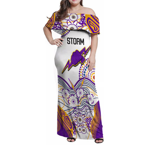 melbourne-storm-2023-family-matching-off-shoulder-maxi-dress-and-hawaiian-shirt-special-nrl-rugby-indigenous-aboriginal