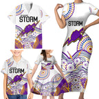 melbourne-storm-2023-family-matching-short-sleeve-bodycon-dress-and-hawaiian-shirt-special-nrl-rugby-indigenous-aboriginal