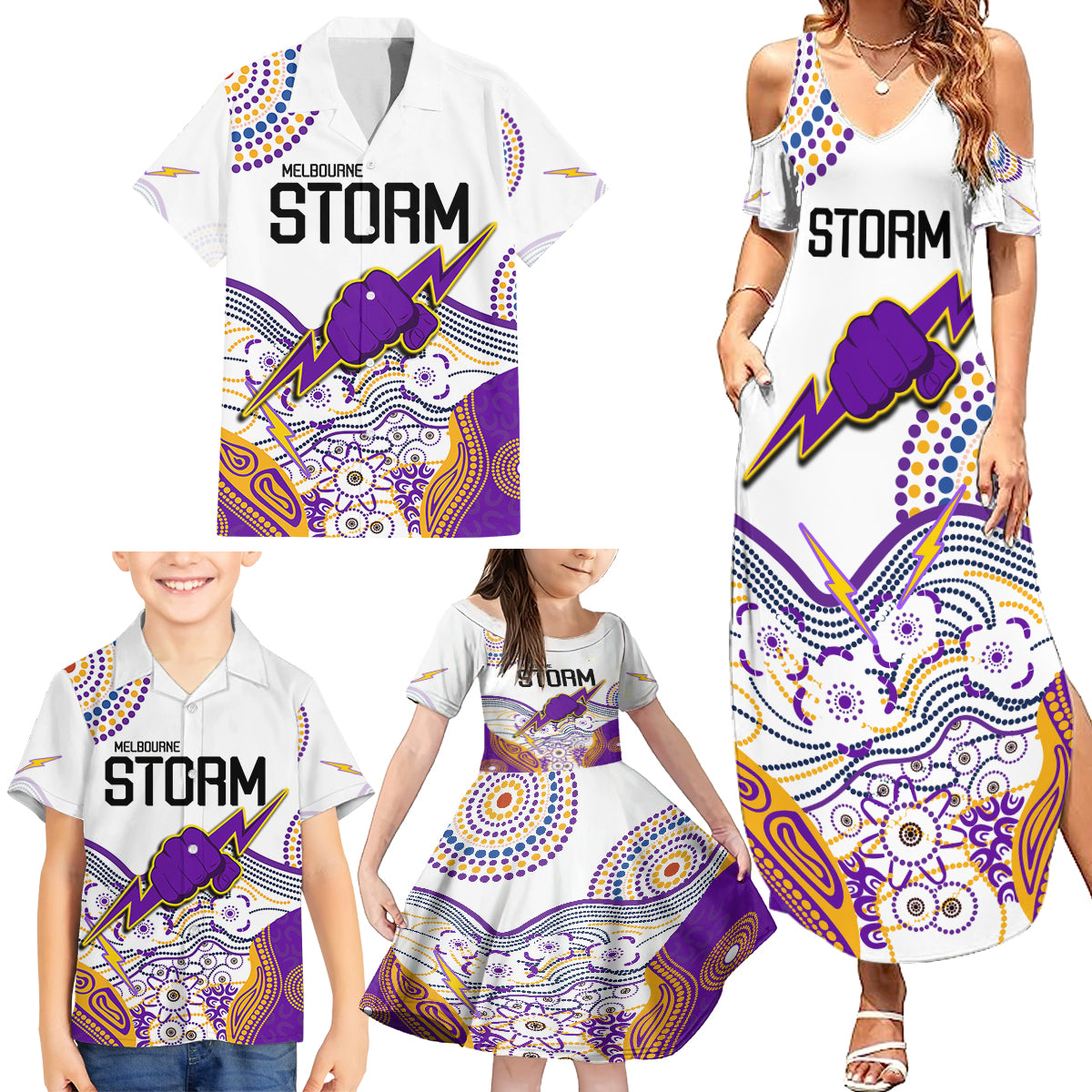 melbourne-storm-2023-family-matching-summer-maxi-dress-and-hawaiian-shirt-special-nrl-rugby-indigenous-aboriginal