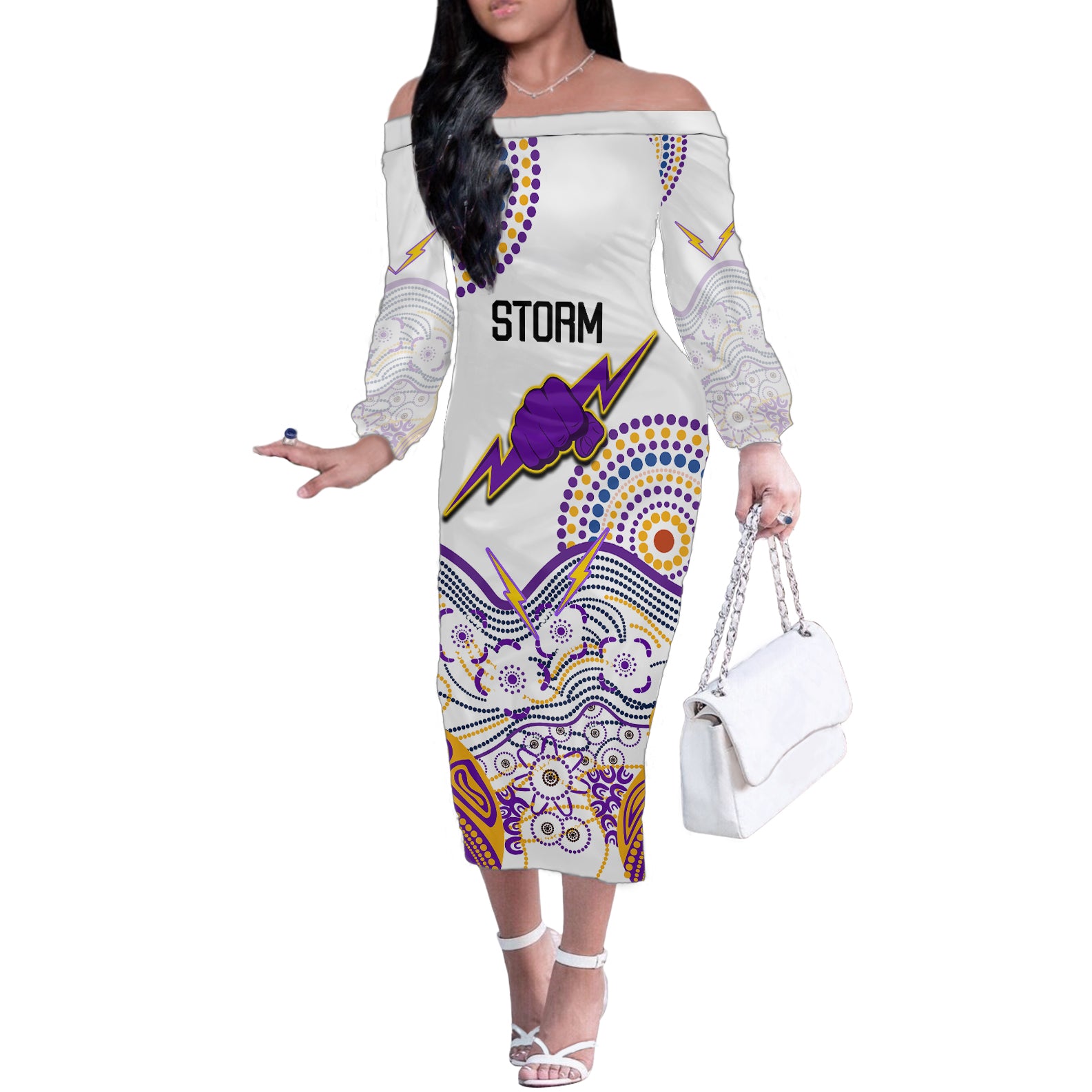 melbourne-storm-2023-off-the-shoulder-long-sleeve-dress-special-nrl-rugby-indigenous-aboriginal
