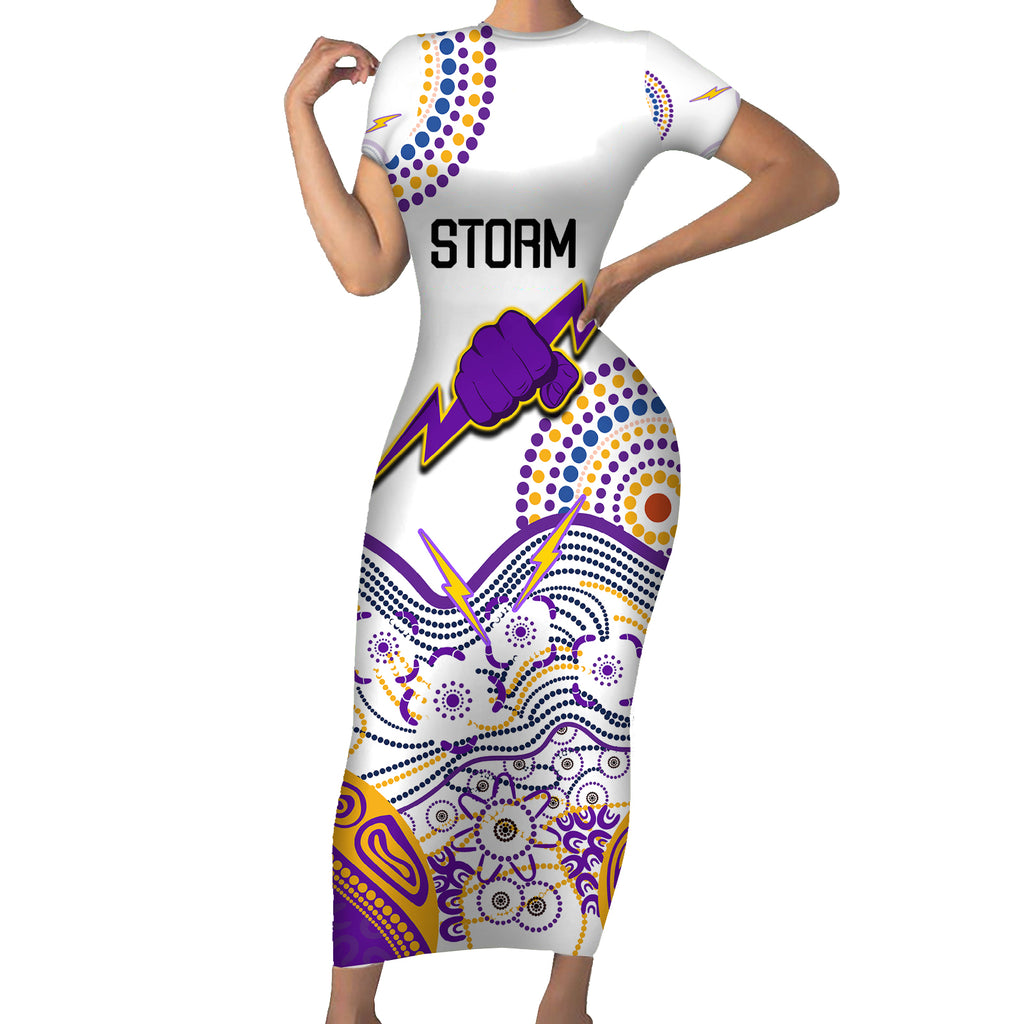 melbourne-storm-2023-short-sleeve-bodycon-dress-special-nrl-rugby-indigenous-aboriginal
