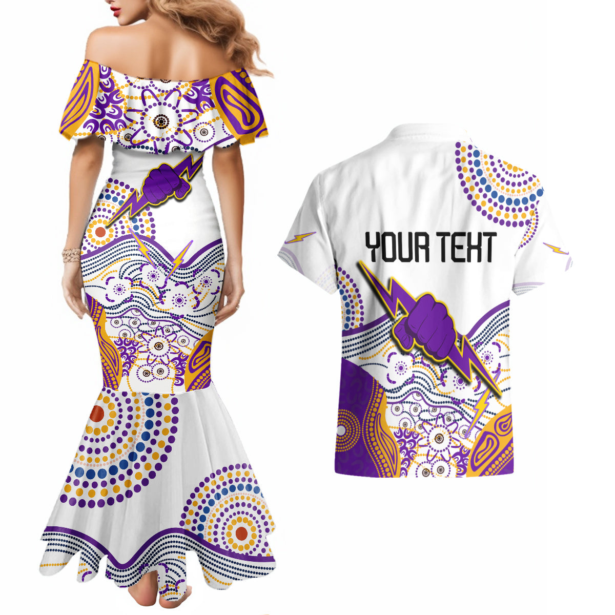 personalised-melbourne-storm-2023-couples-matching-mermaid-dress-and-hawaiian-shirt-special-nrl-rugby-indeginous-aboriginal