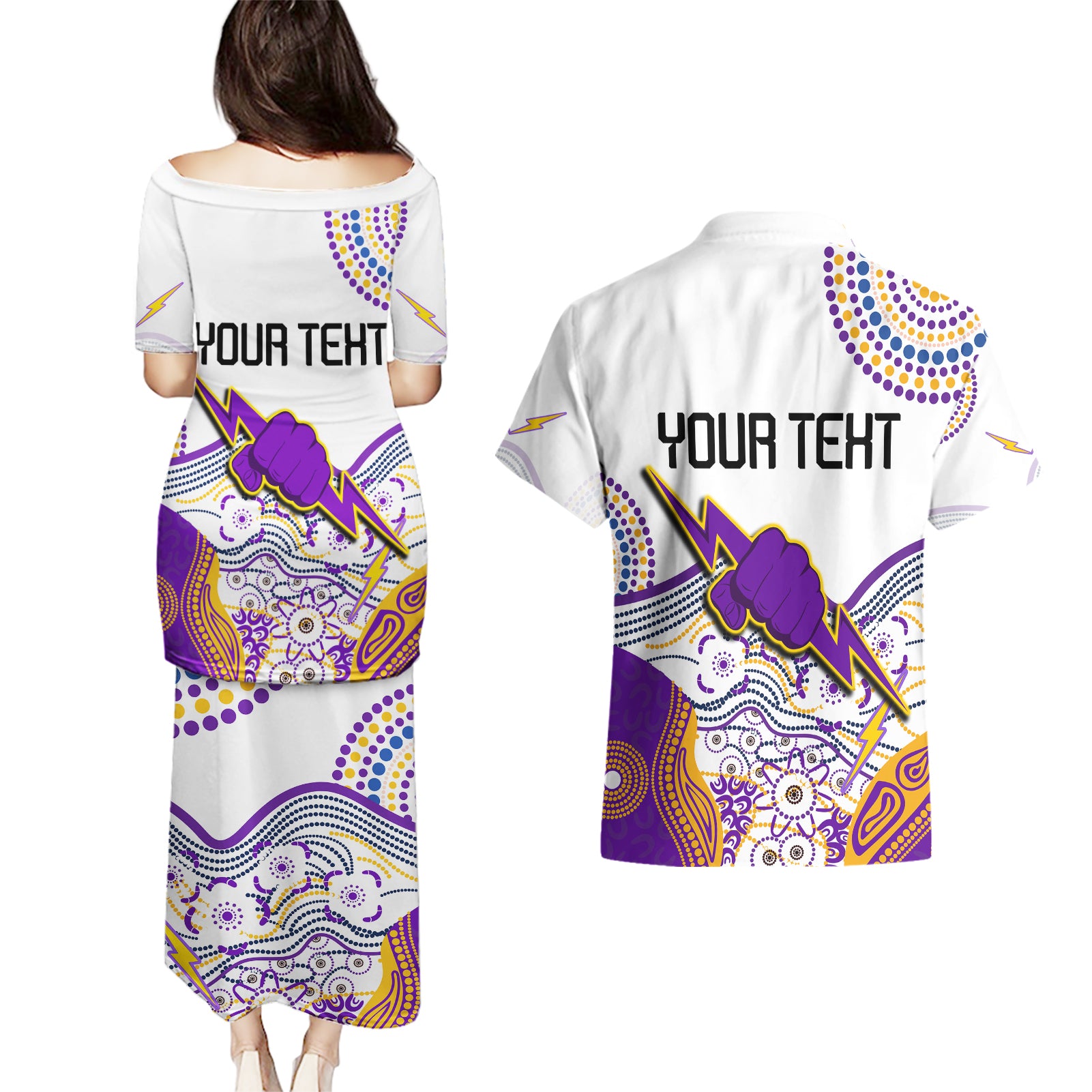 personalised-melbourne-storm-2023-couples-matching-puletasi-dress-and-hawaiian-shirt-special-nrl-rugby-indeginous-aboriginal