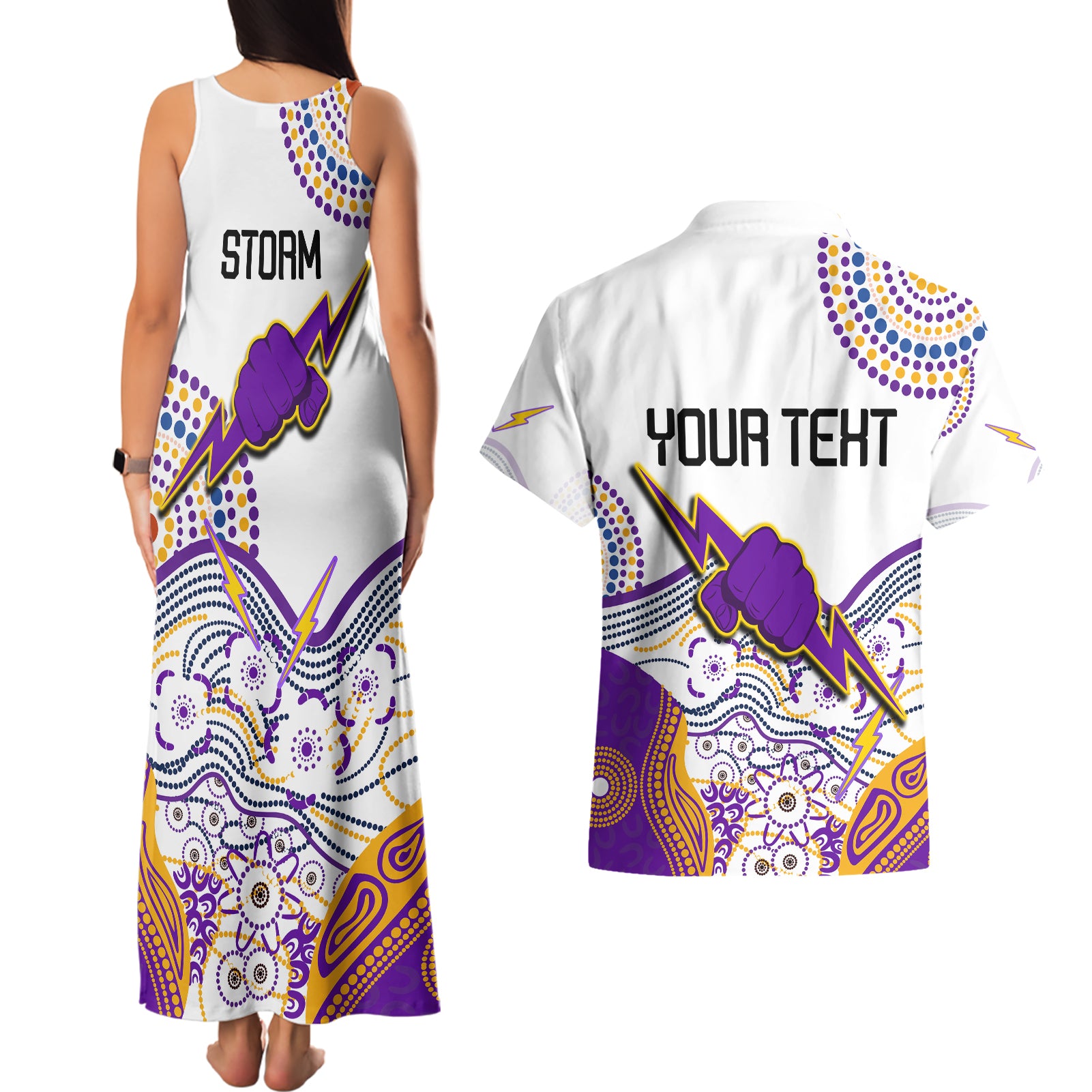 personalised-melbourne-storm-2023-couples-matching-tank-maxi-dress-and-hawaiian-shirt-special-nrl-rugby-indeginous-aboriginal
