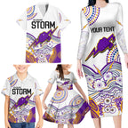 personalised-melbourne-storm-2023-family-matching-long-sleeve-bodycon-dress-and-hawaiian-shirt-special-nrl-rugby-indeginous-aboriginal