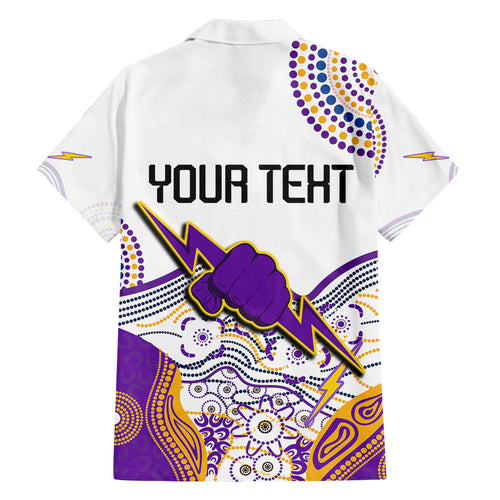 personalised-melbourne-storm-2023-family-matching-off-shoulder-long-sleeve-dress-and-hawaiian-shirt-special-nrl-rugby-indeginous-aboriginal