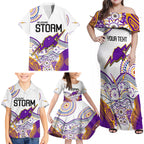 personalised-melbourne-storm-2023-family-matching-off-shoulder-maxi-dress-and-hawaiian-shirt-special-nrl-rugby-indeginous-aboriginal