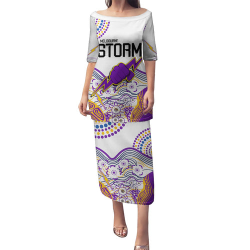 personalised-melbourne-storm-2023-family-matching-puletasi-dress-and-hawaiian-shirt-special-nrl-rugby-indeginous-aboriginal