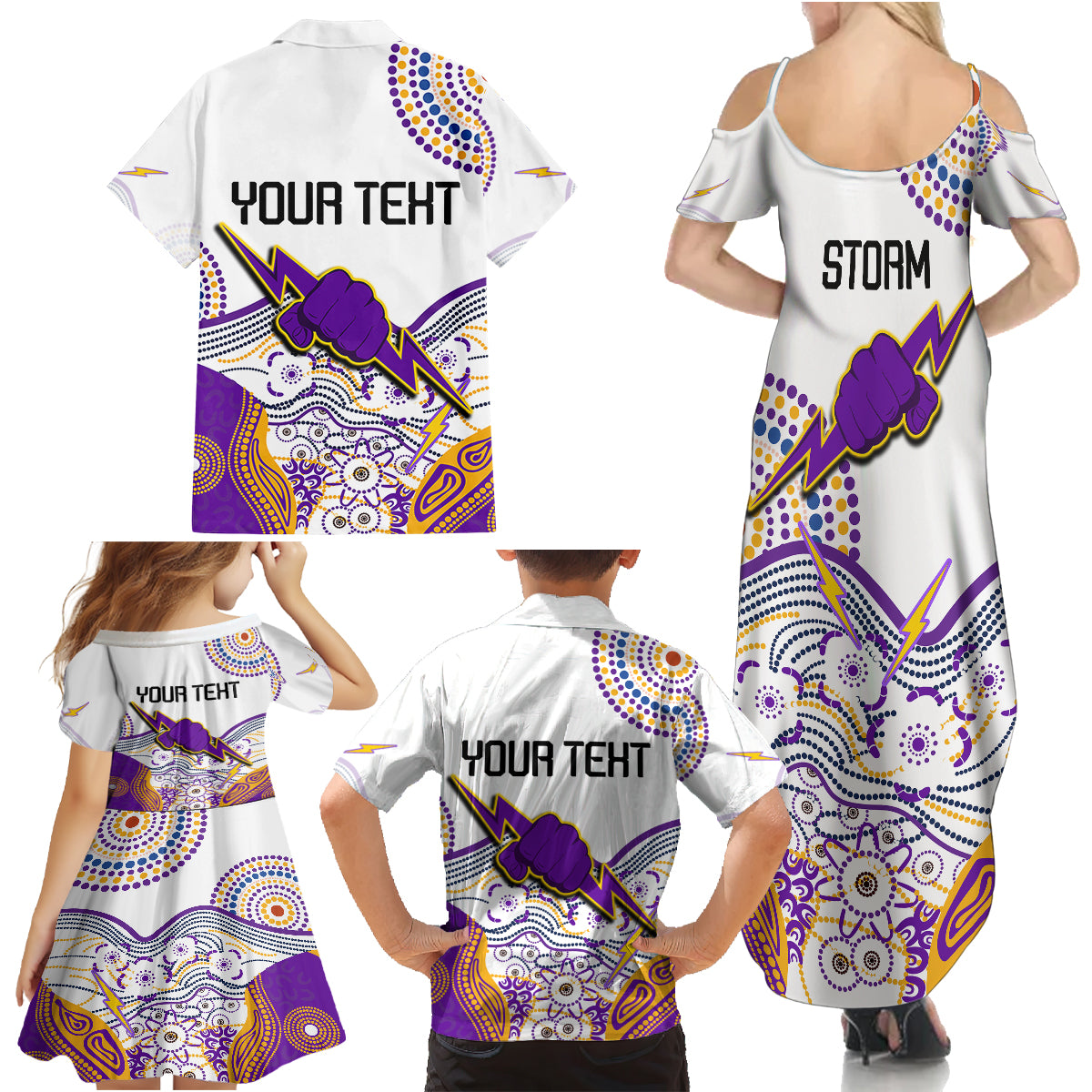 personalised-melbourne-storm-2023-family-matching-summer-maxi-dress-and-hawaiian-shirt-special-nrl-rugby-indeginous-aboriginal