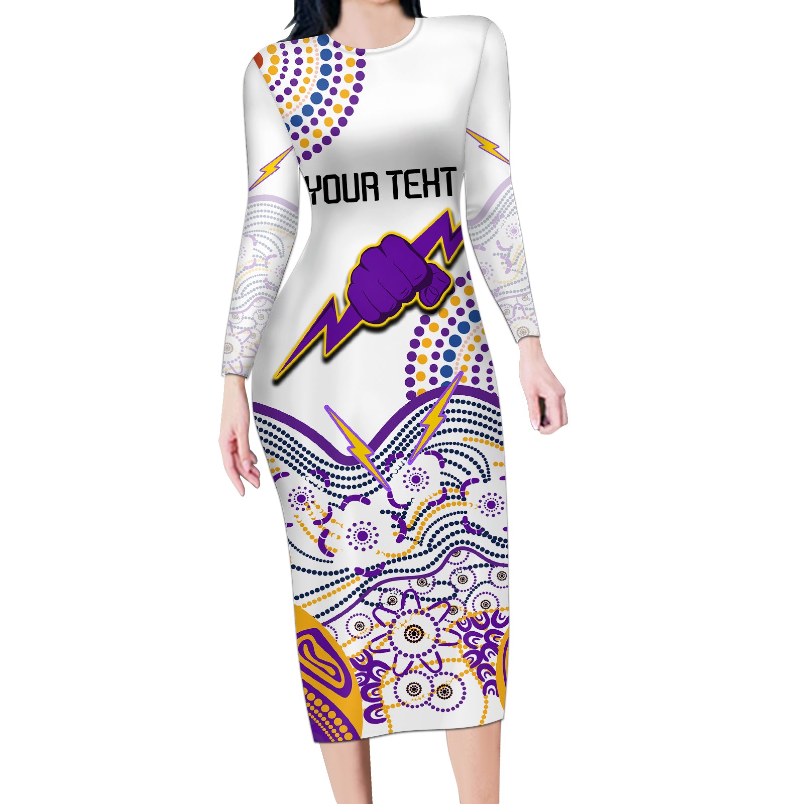 personalised-melbourne-storm-2023-long-sleeve-bodycon-dress-special-nrl-rugby-indeginous-aboriginal