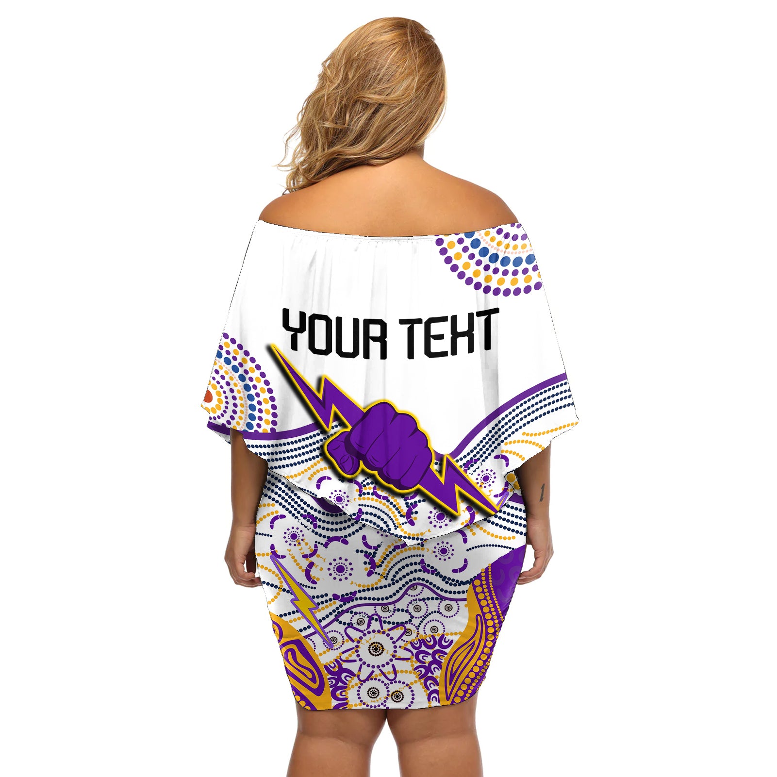 personalised-melbourne-storm-2023-off-shoulder-short-dress-special-nrl-rugby-indeginous-aboriginal