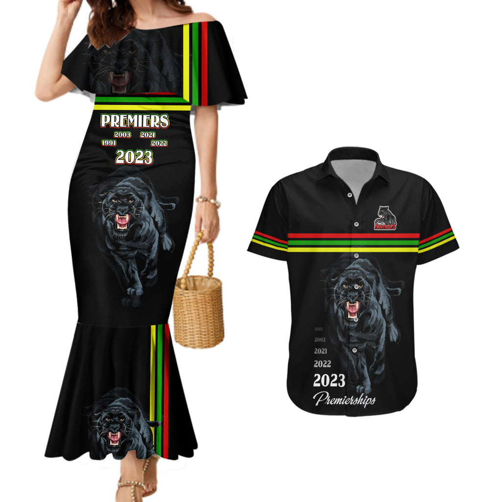 panther-premierships-couples-matching-mermaid-dress-and-hawaiian-shirt-go-champions-2023-black-simple-style