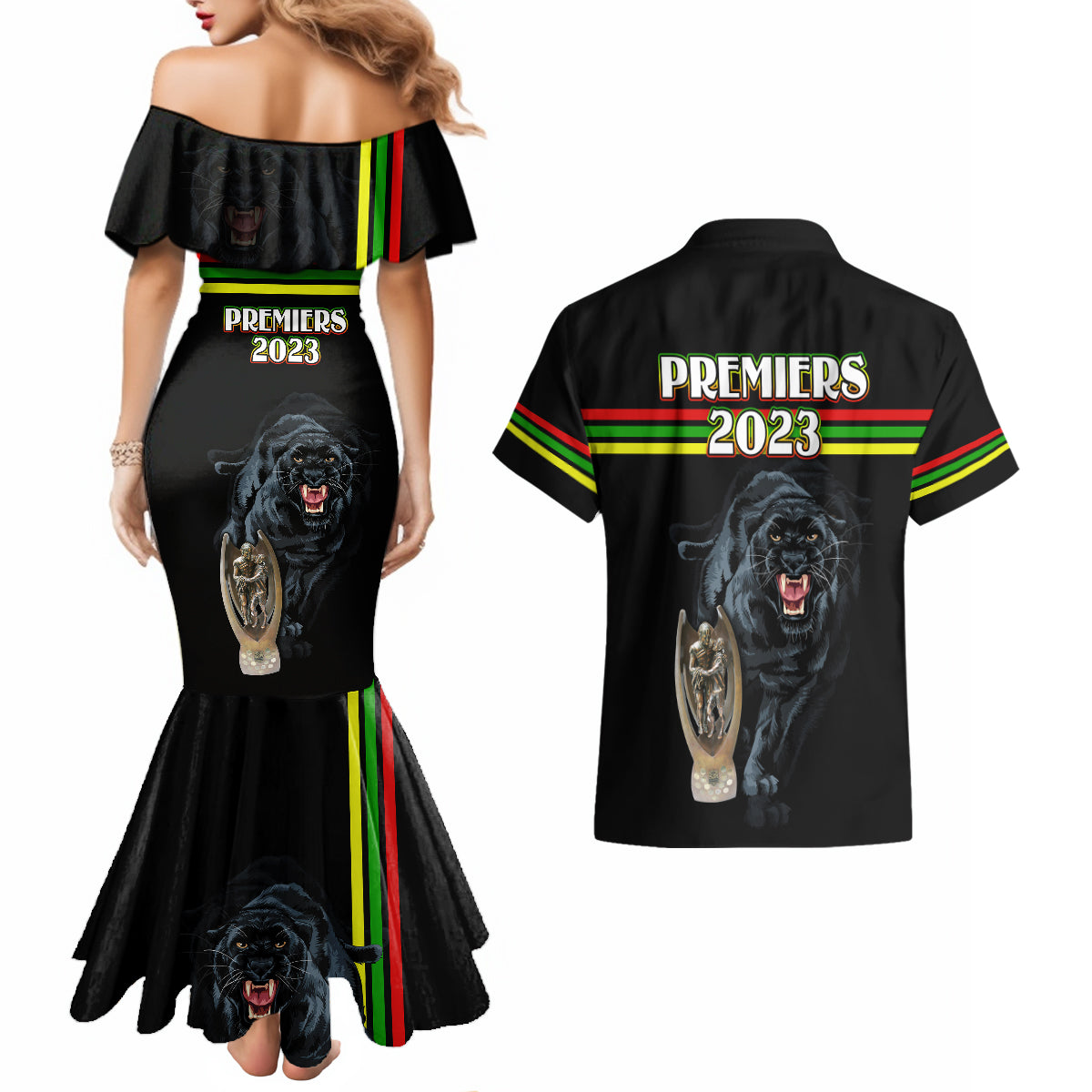 panther-premierships-couples-matching-mermaid-dress-and-hawaiian-shirt-go-champions-2023-black-simple-style