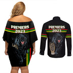 panther-premierships-couples-matching-off-shoulder-short-dress-and-long-sleeve-button-shirts-go-champions-2023-black-simple-style