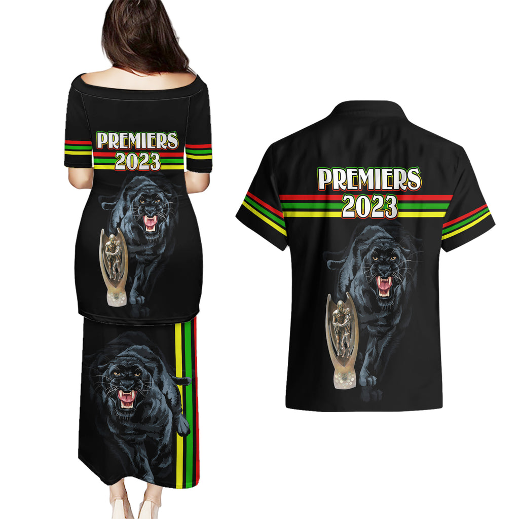 panther-premierships-couples-matching-puletasi-dress-and-hawaiian-shirt-go-champions-2023-black-simple-style