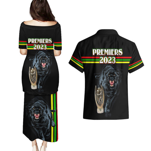 panther-premierships-couples-matching-puletasi-dress-and-hawaiian-shirt-go-champions-2023-black-simple-style