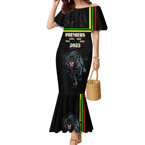 panther-premierships-family-matching-mermaid-dress-and-hawaiian-shirt-go-champions-2023-black-simple-style