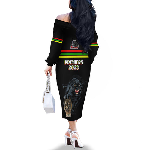 panther-premierships-family-matching-off-shoulder-long-sleeve-dress-and-hawaiian-shirt-go-champions-2023-black-simple-style
