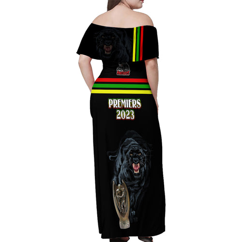 panther-premierships-family-matching-off-shoulder-maxi-dress-and-hawaiian-shirt-go-champions-2023-black-simple-style