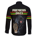 panther-premierships-family-matching-short-sleeve-bodycon-dress-and-hawaiian-shirt-go-champions-2023-black-simple-style