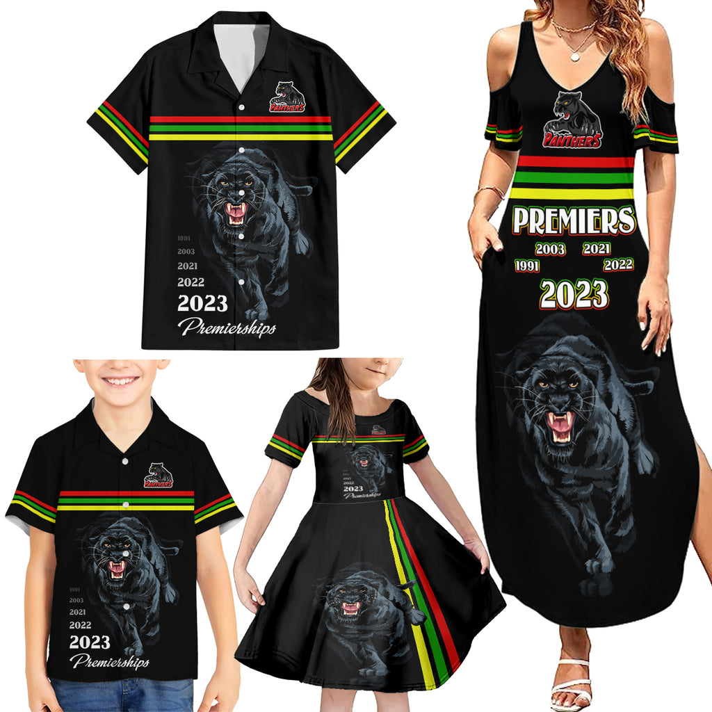 panther-premierships-family-matching-summer-maxi-dress-and-hawaiian-shirt-go-champions-2023-black-simple-style